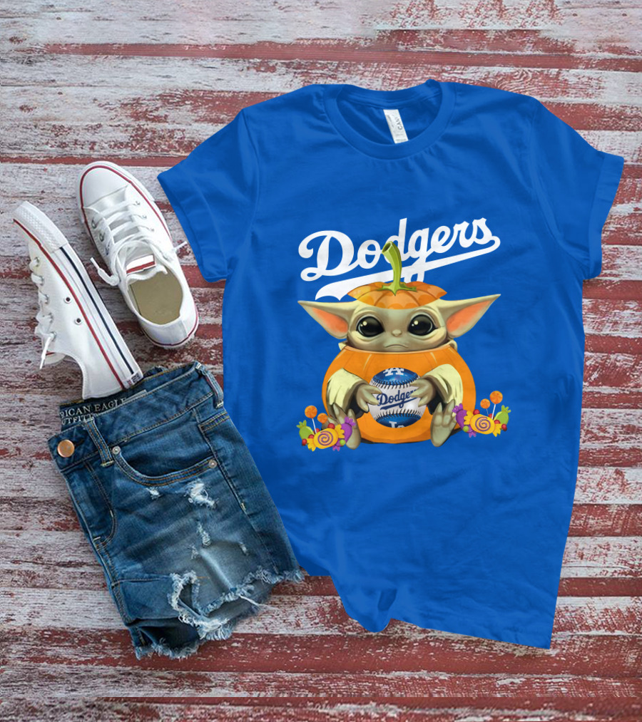 Dodgers Baby Yoda Pumpkin Halloween T-Shirt