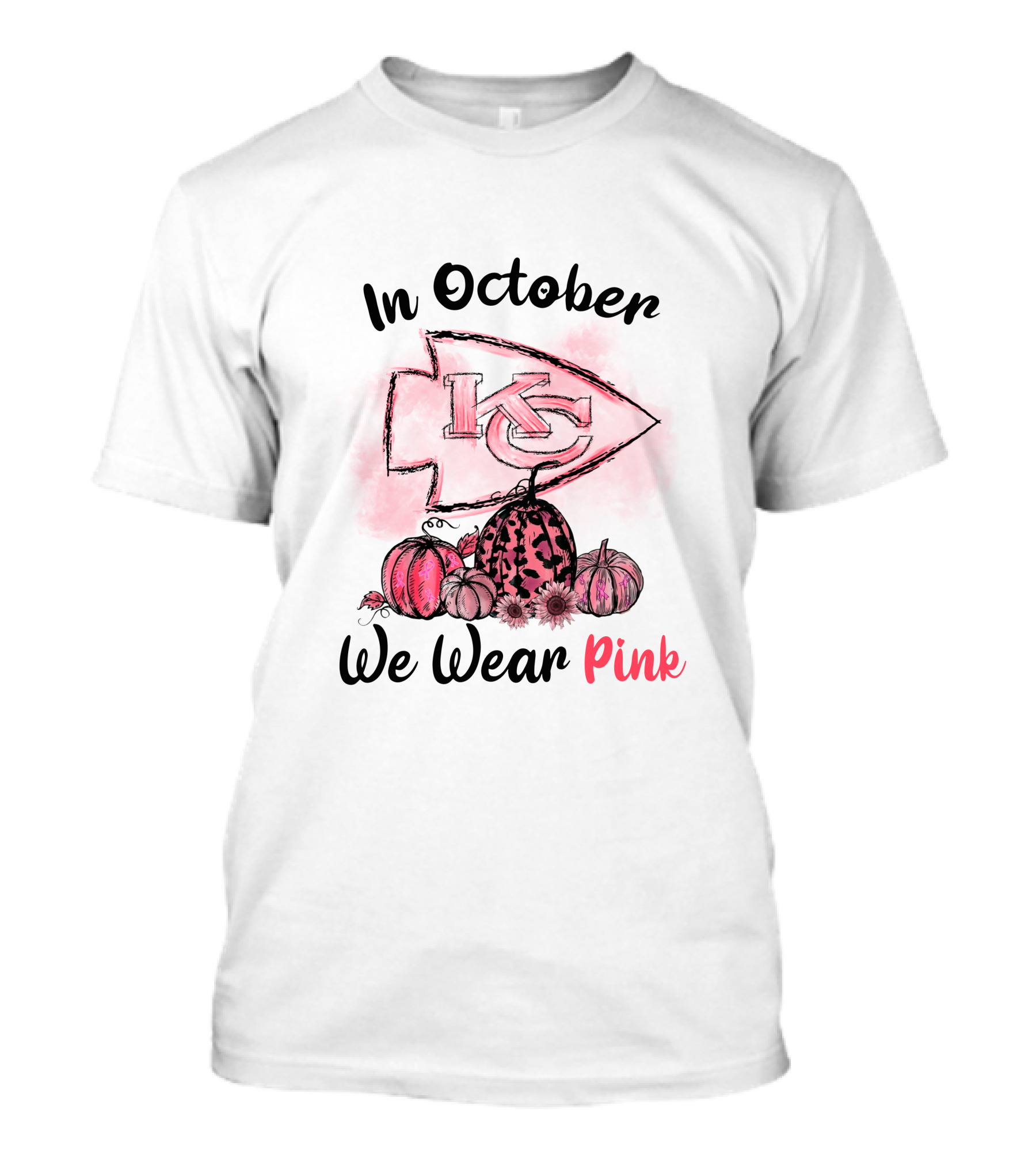 In October We Wear Pink Kc Pumpkin Edition T-Shirt