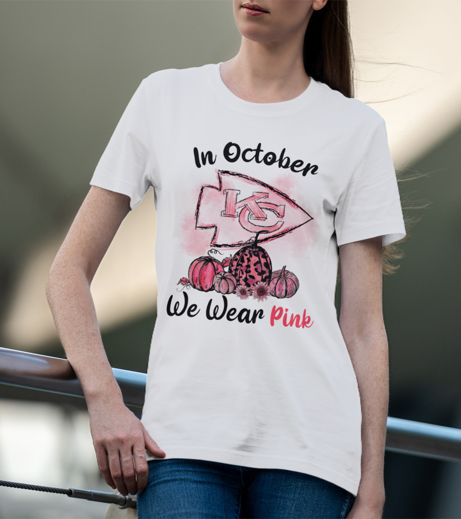 In October We Wear Pink Kc Pumpkin Edition T-Shirt