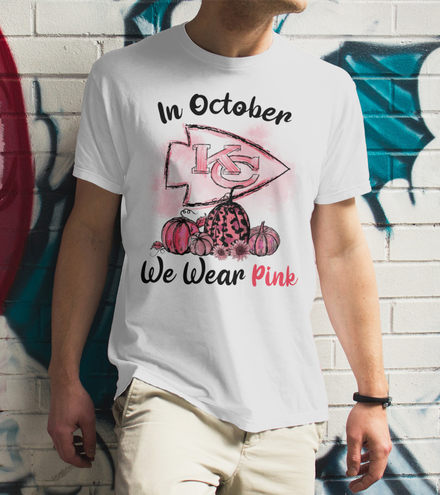 In October We Wear Pink Kc Pumpkin Edition T-Shirt