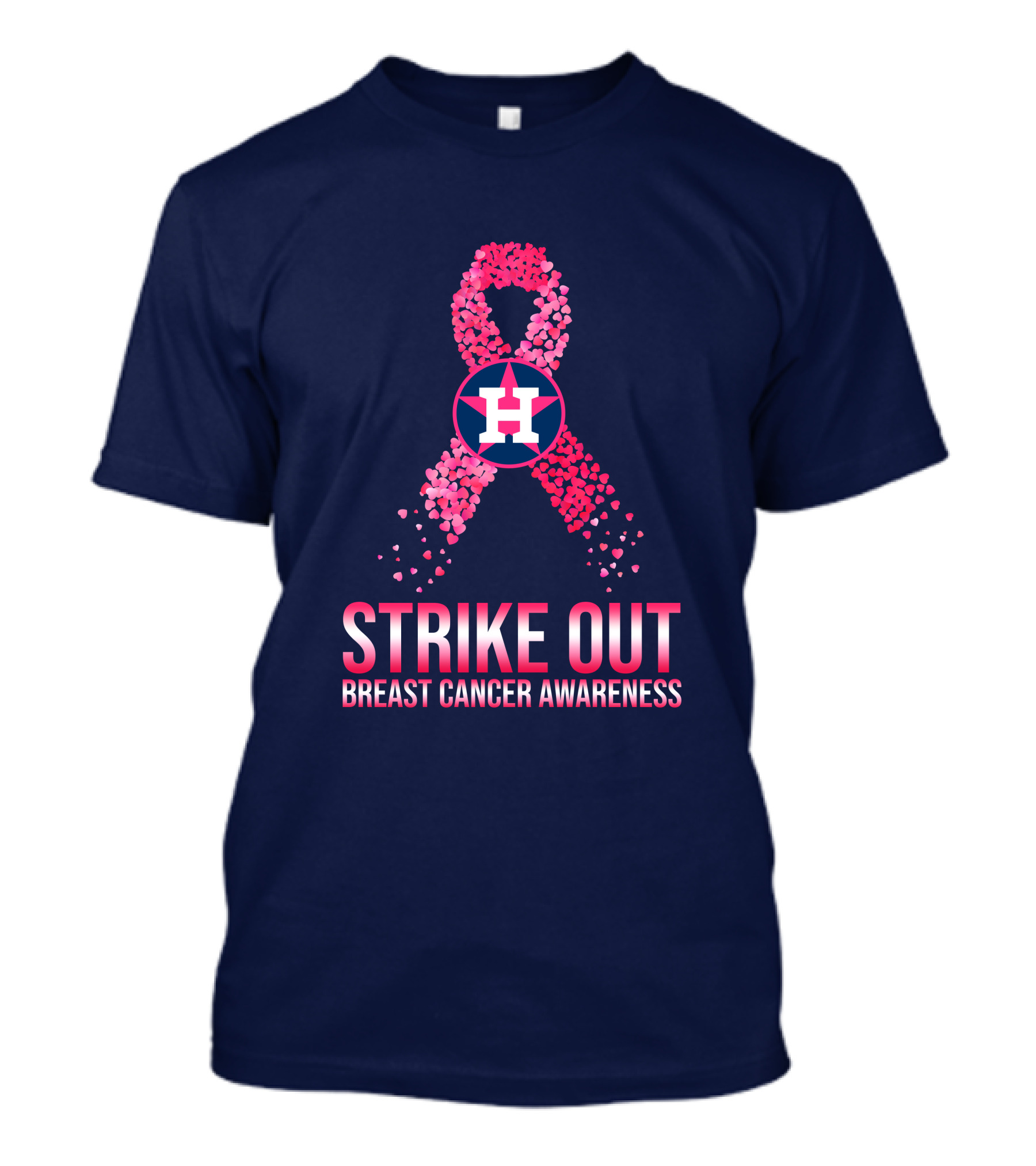 Strike Out Breast Cancer Awareness H Logo Pink Ribbon T-Shirt