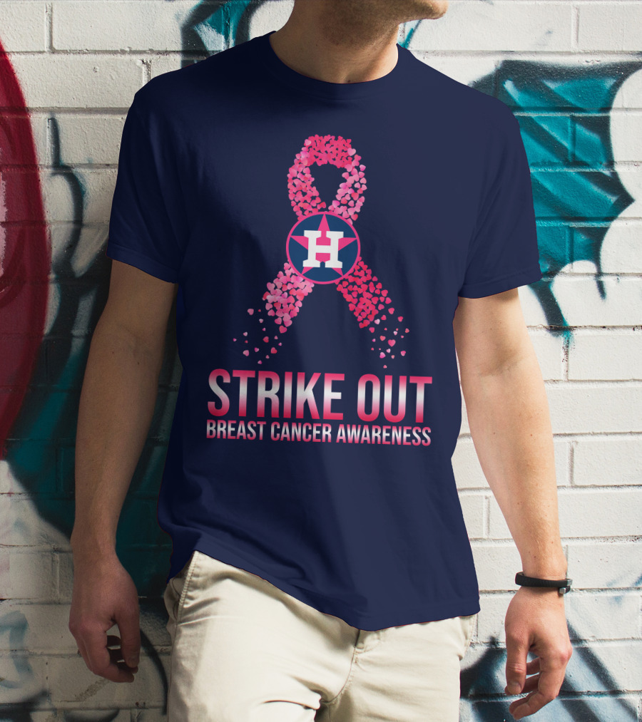 Strike Out Breast Cancer Awareness H Logo Pink Ribbon T-Shirt