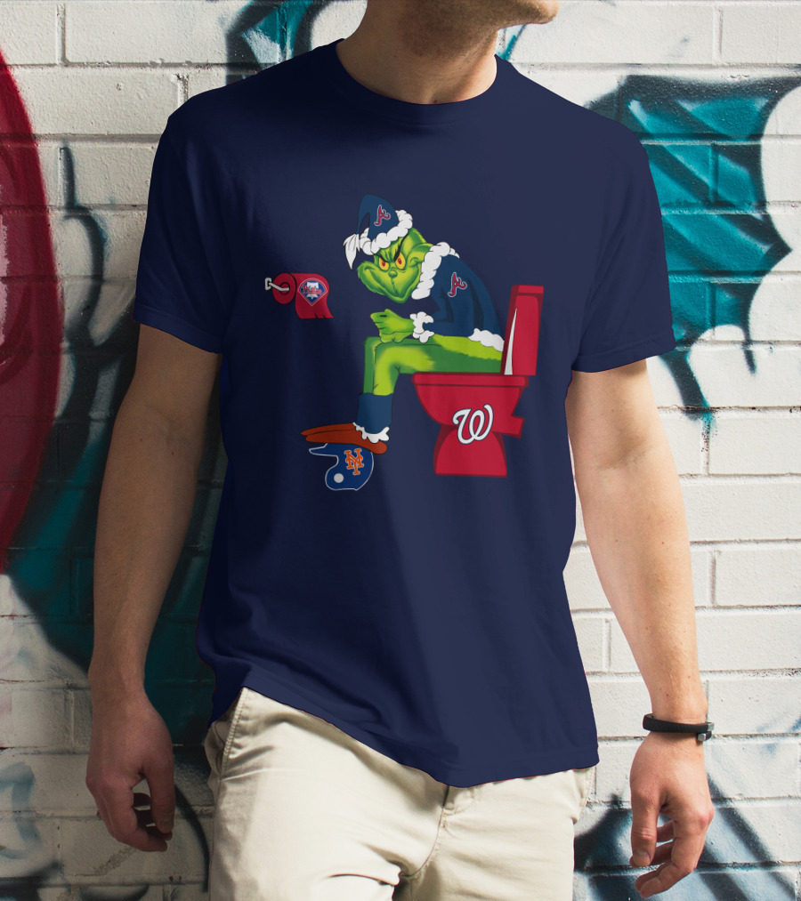 Atlanta Braves Grinch With New York Mets And Washington Nationals Logos T-Shirt