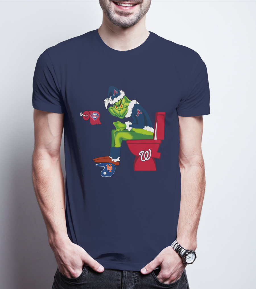 Atlanta Braves Grinch With New York Mets And Washington Nationals Logos T-Shirt