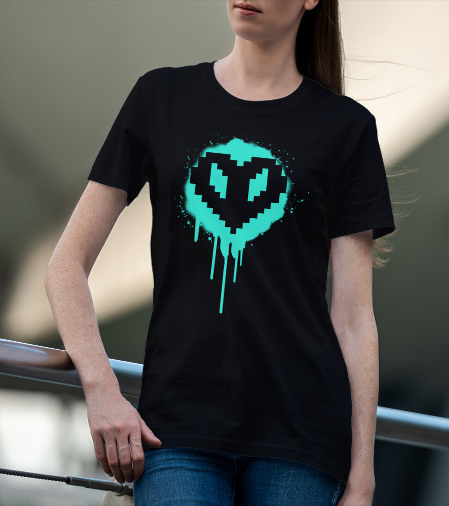 Dream SMP Members Neon Pixel Heart Drip T-Shirt