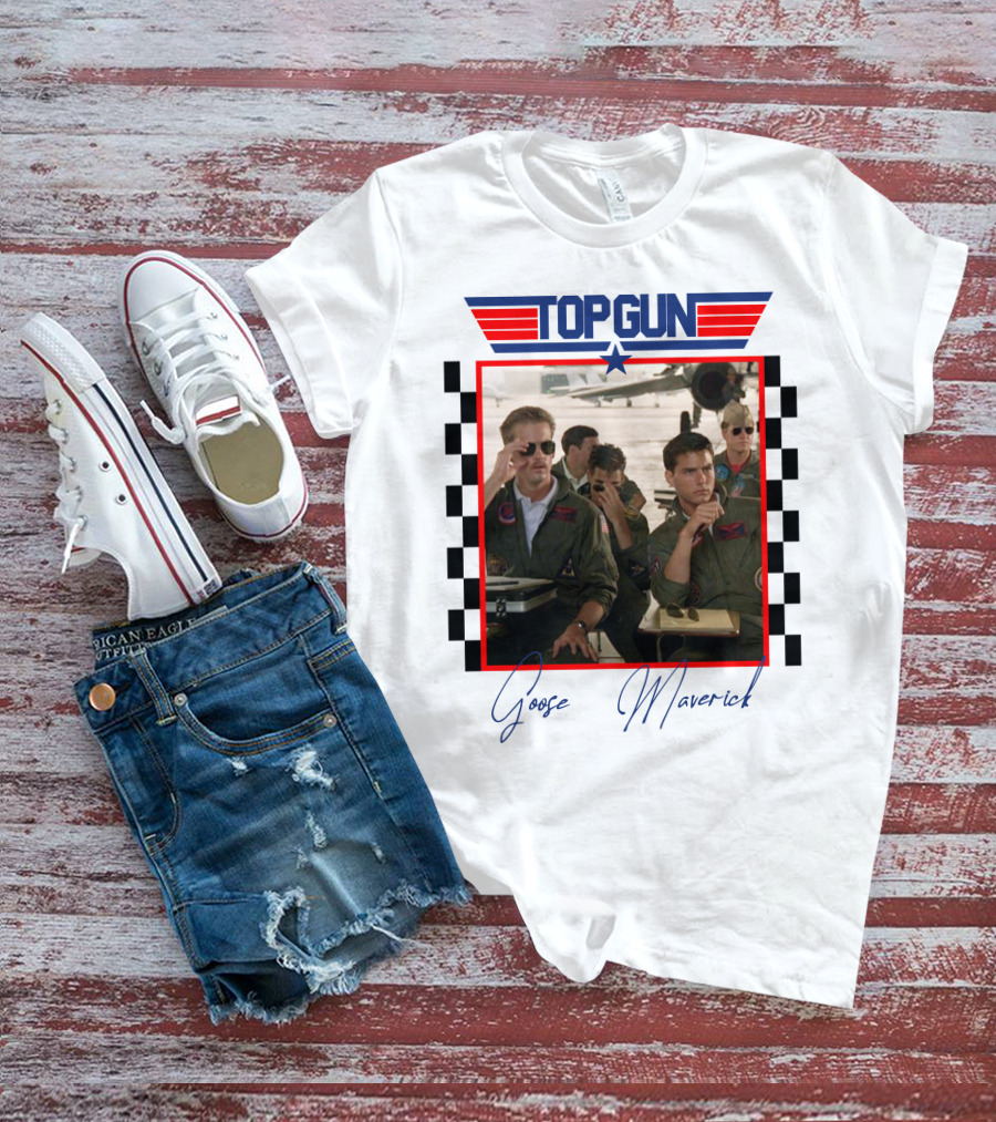 Top Gun Goose Maverick Classic Aviation Icons In Signature Flight Gear T-Shirt