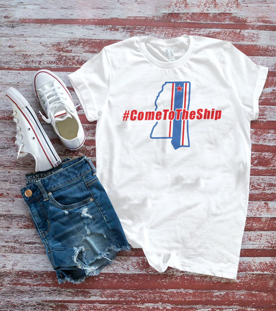ComeToTheShip Mississippi Outline Red Blue Stripe Star T-Shirt