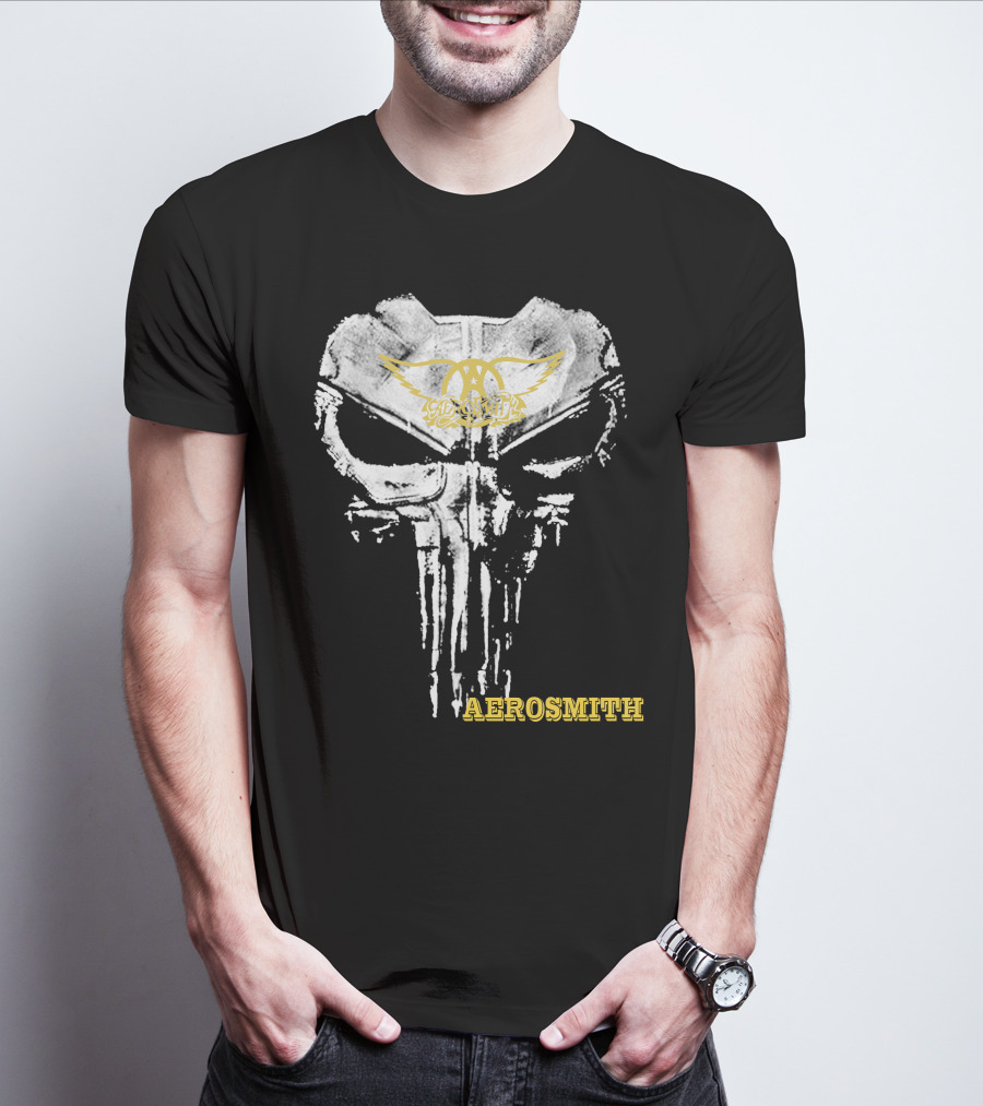 Aerosmith Skull Logo With Wings And Yellow T-Shirt