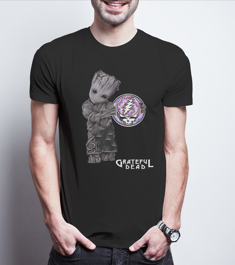 Grateful Dead Groot Holding Steal Your Face Skull T-Shirt