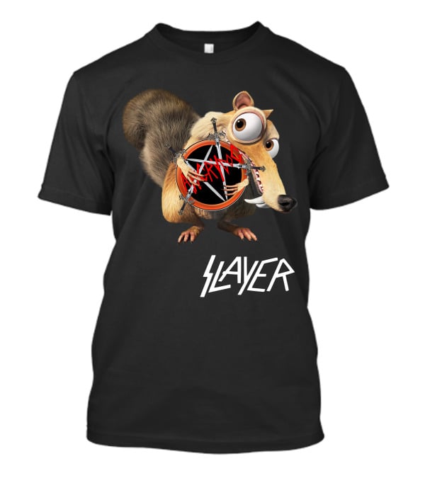 Scrat Holding Slayer Logo Pentagram Slayer T-Shirt