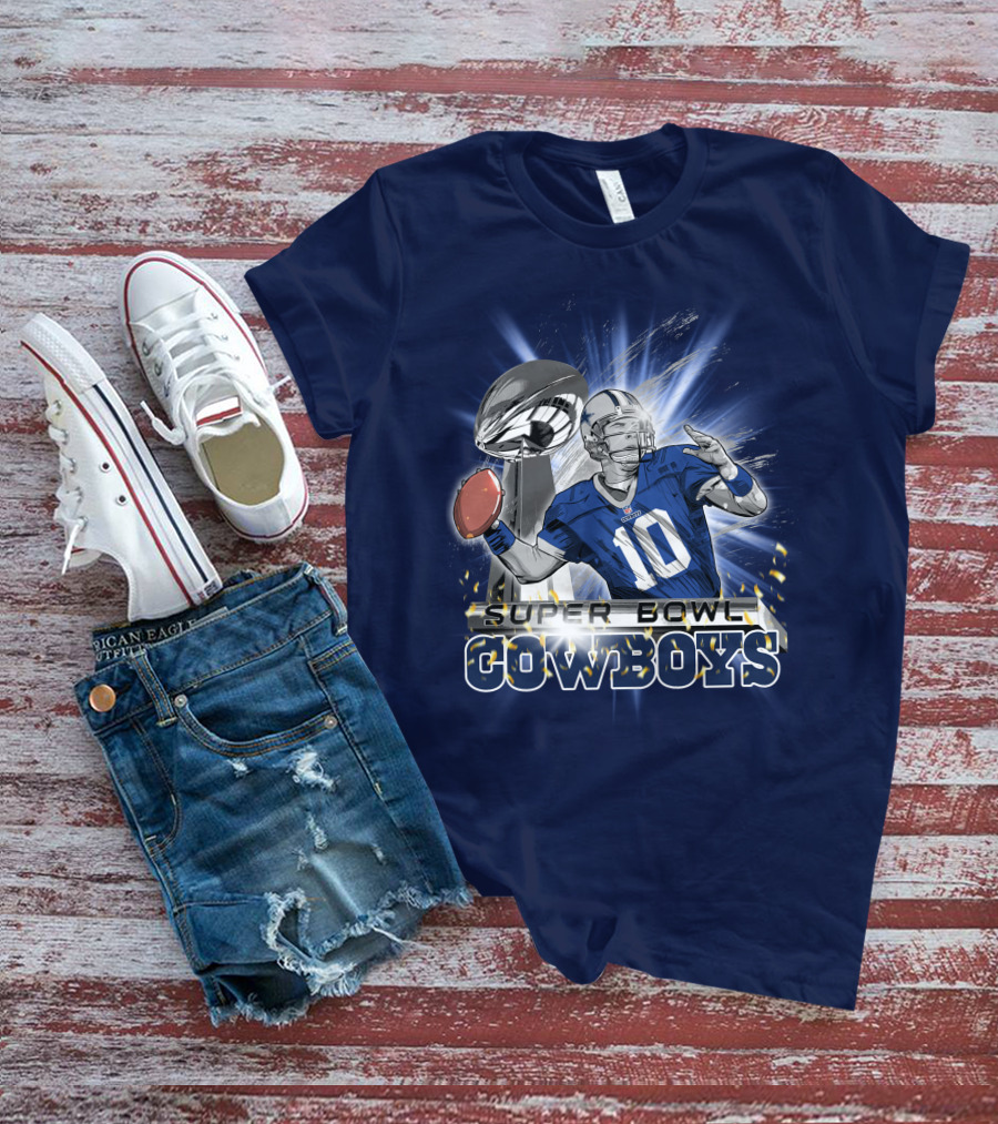 Super Bowl Cowboys Quarterback With Trophy T-Shirt