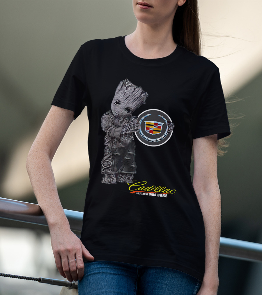 Cadillac Only Those Who Dare Groot Holding Badge T-Shirt