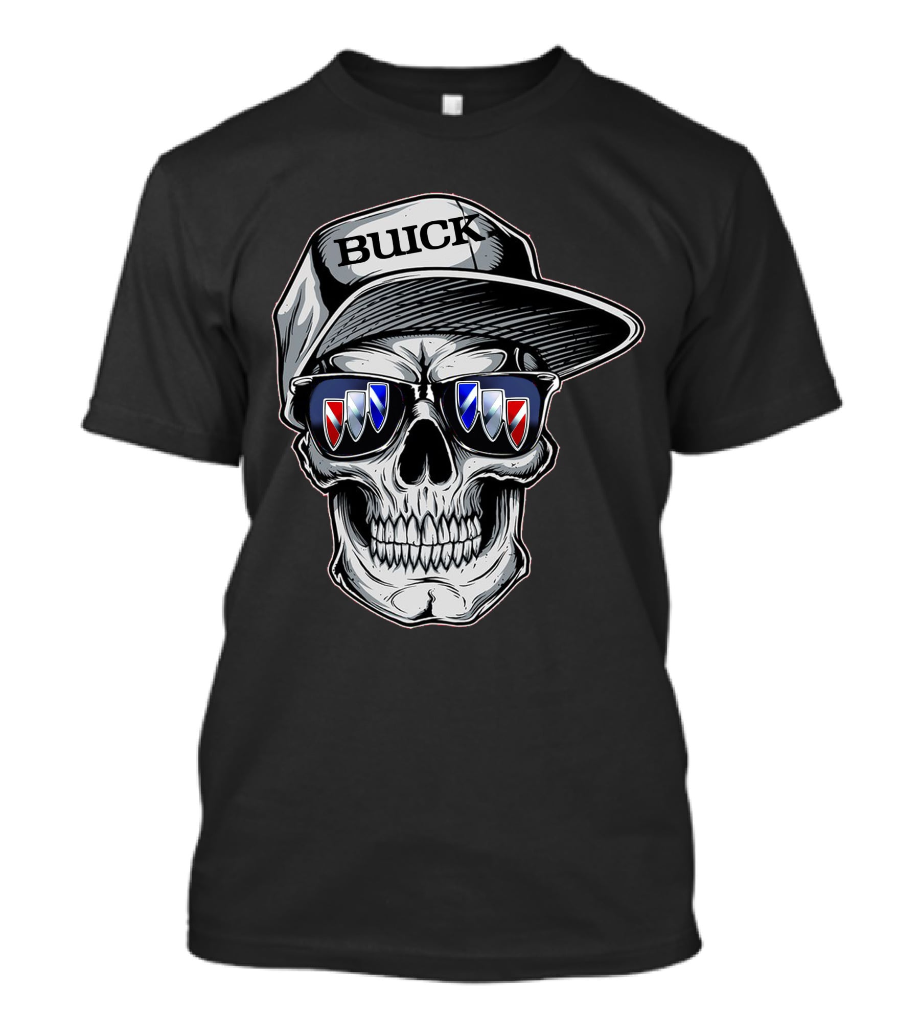 Buick Skull With Hat And Logo Sunglasses T-Shirt