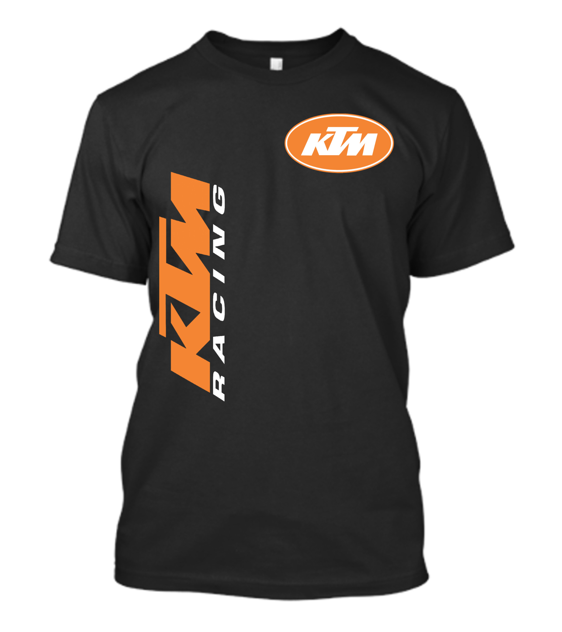 Ktm Racing Logo And Badge On Black T-Shirt