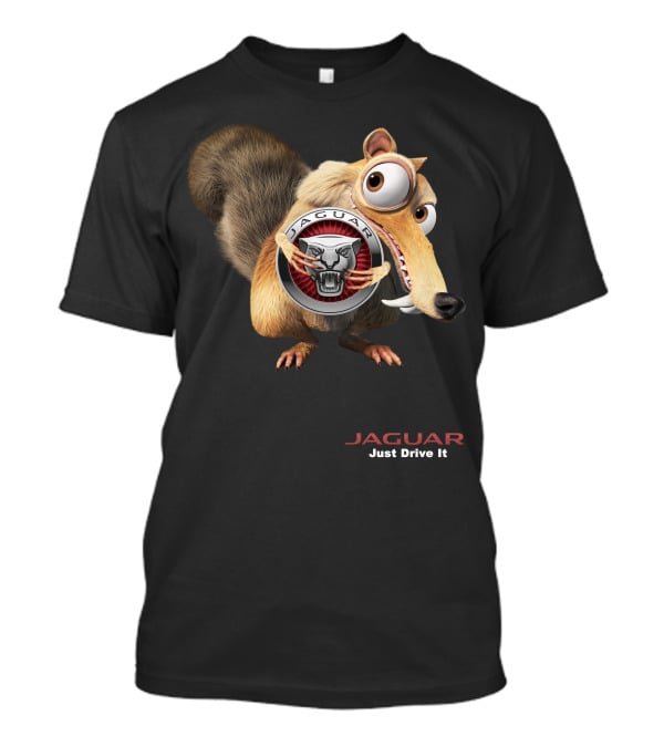 Jaguar Just Drive It Cartoon Character Holding T-Shirt