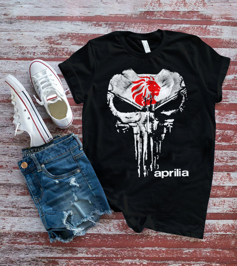 Aprilia Skull With Red Lion Symbol T-Shirt