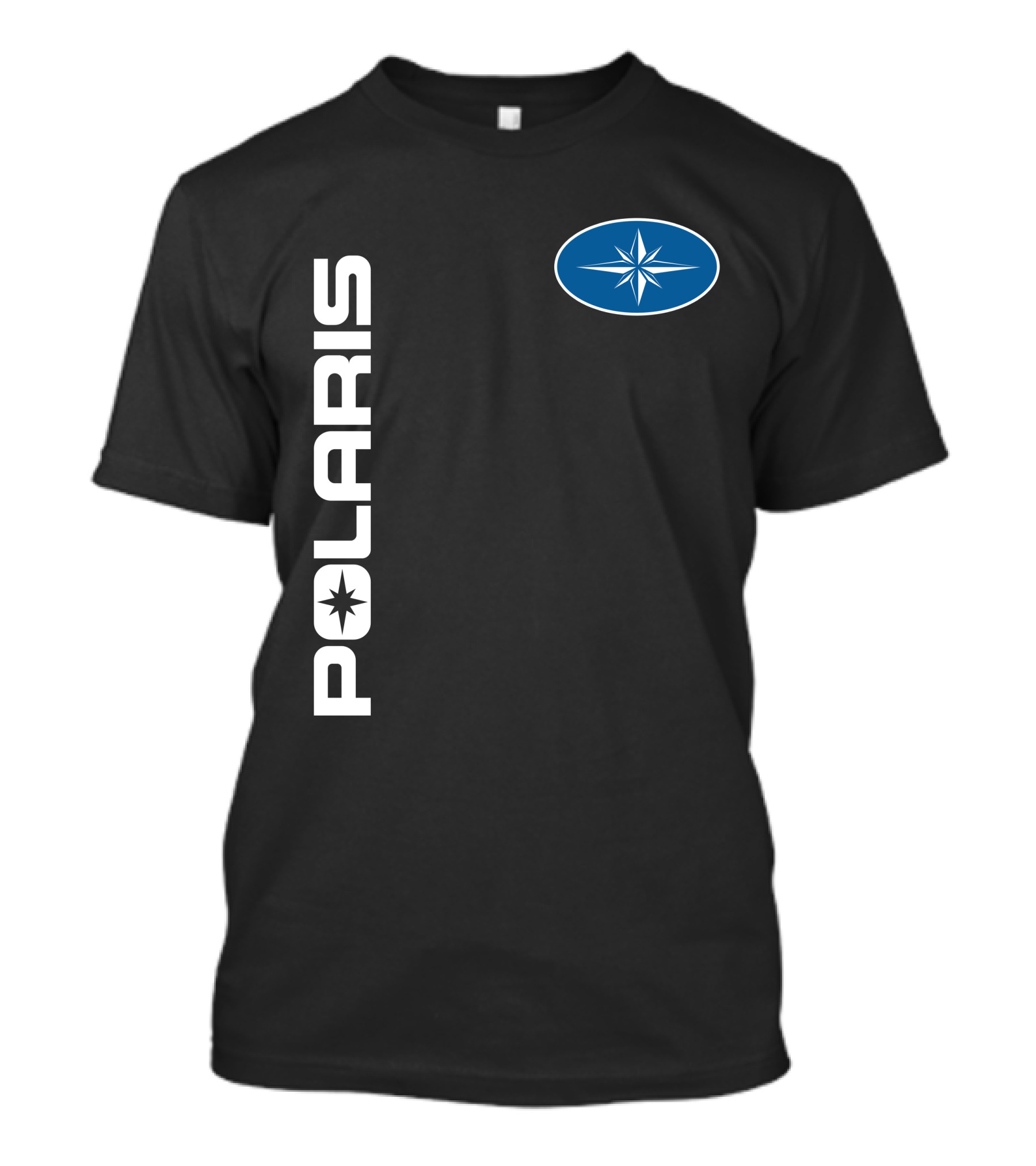 Polaris Star Logo Vertical Text Blue Oval Symbol T-Shirt