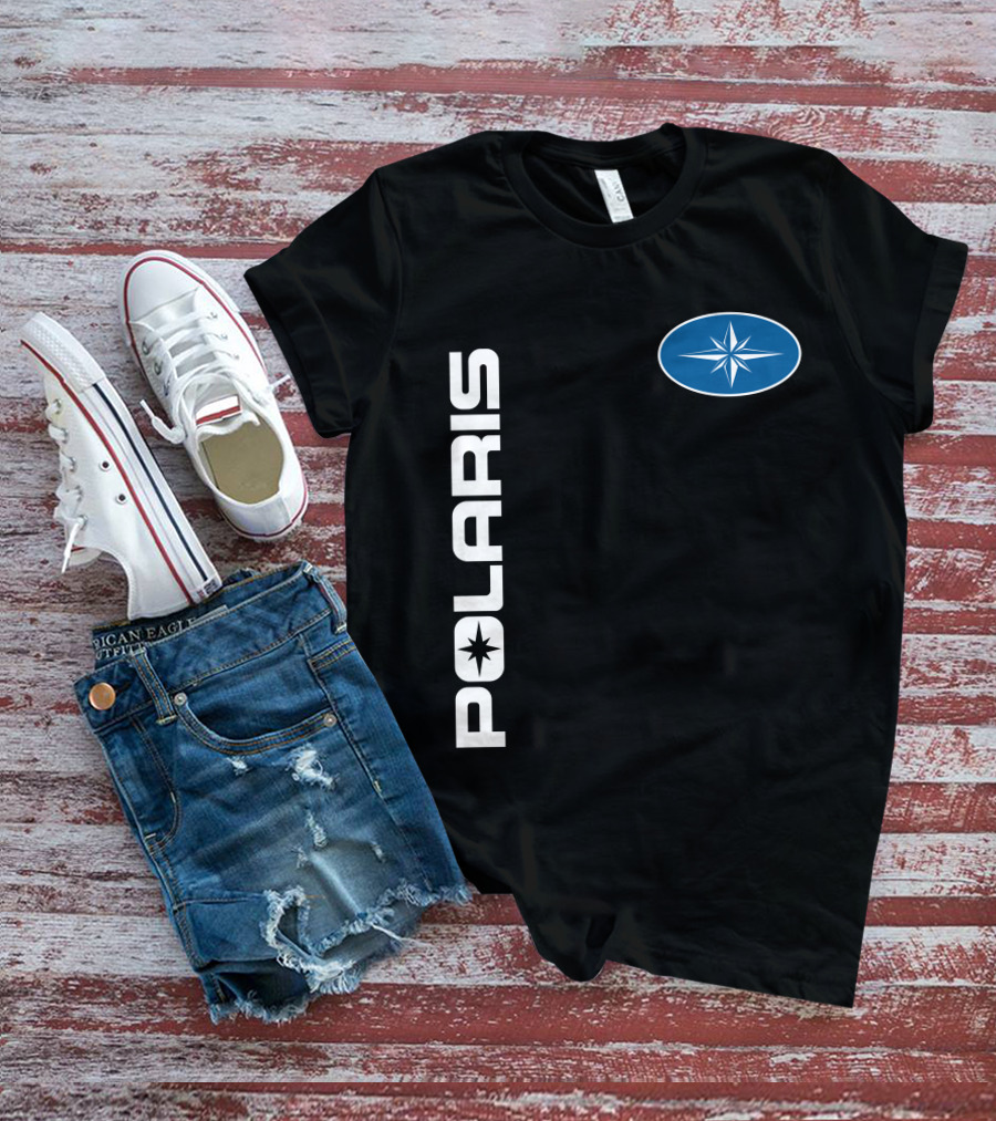 Polaris Star Logo Vertical Text Blue Oval Symbol T-Shirt