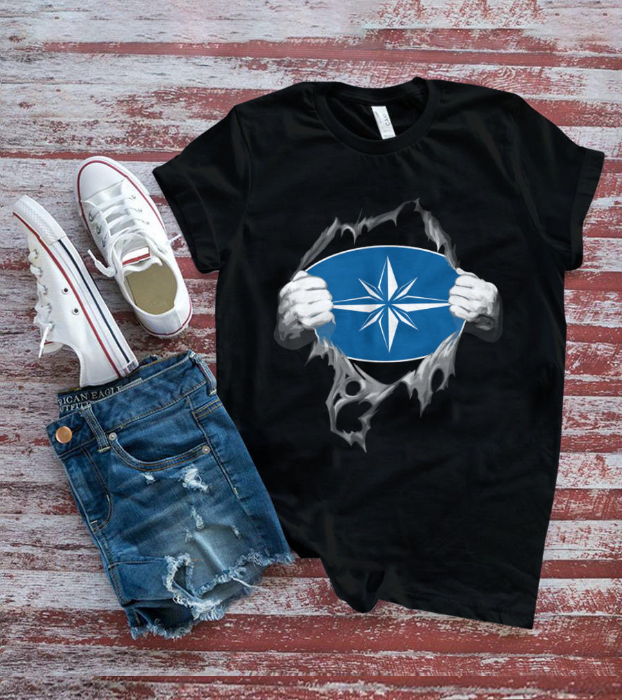 Polaris2 Blue Starburst Compass Emblem Unveiled By Ripping Hands T-Shirt