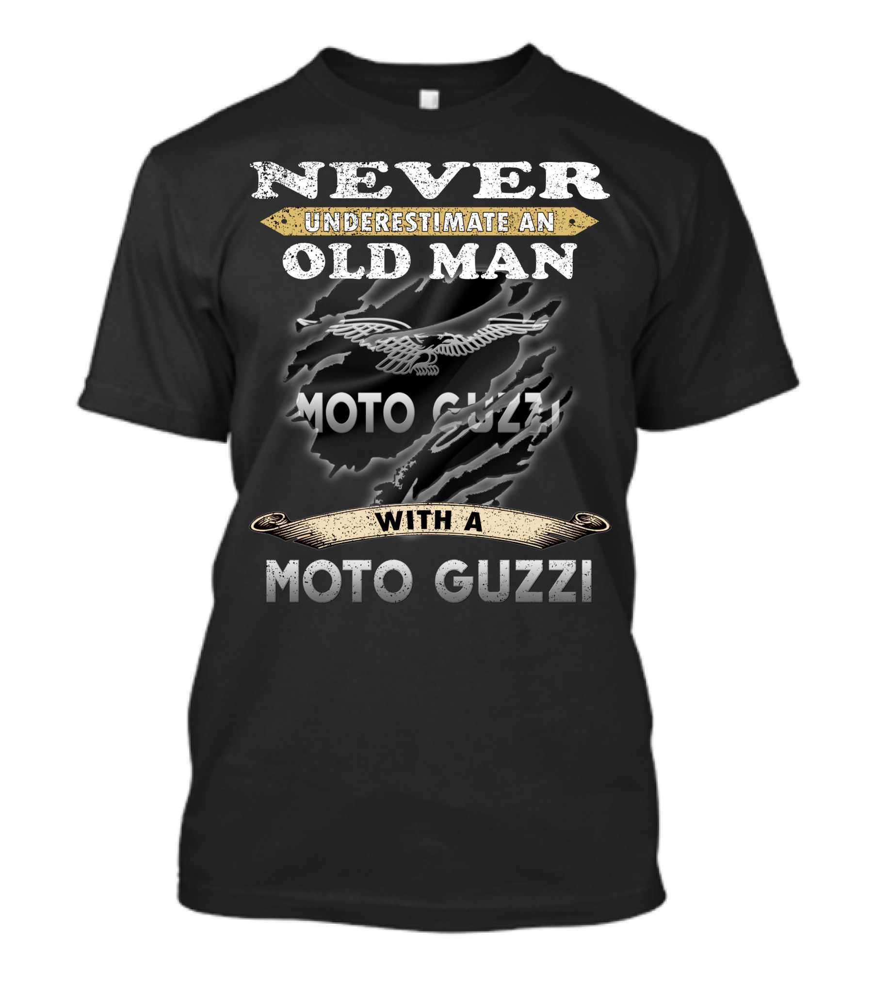 Never Underestimate An Old Man With A Moto Guzzi T-Shirt