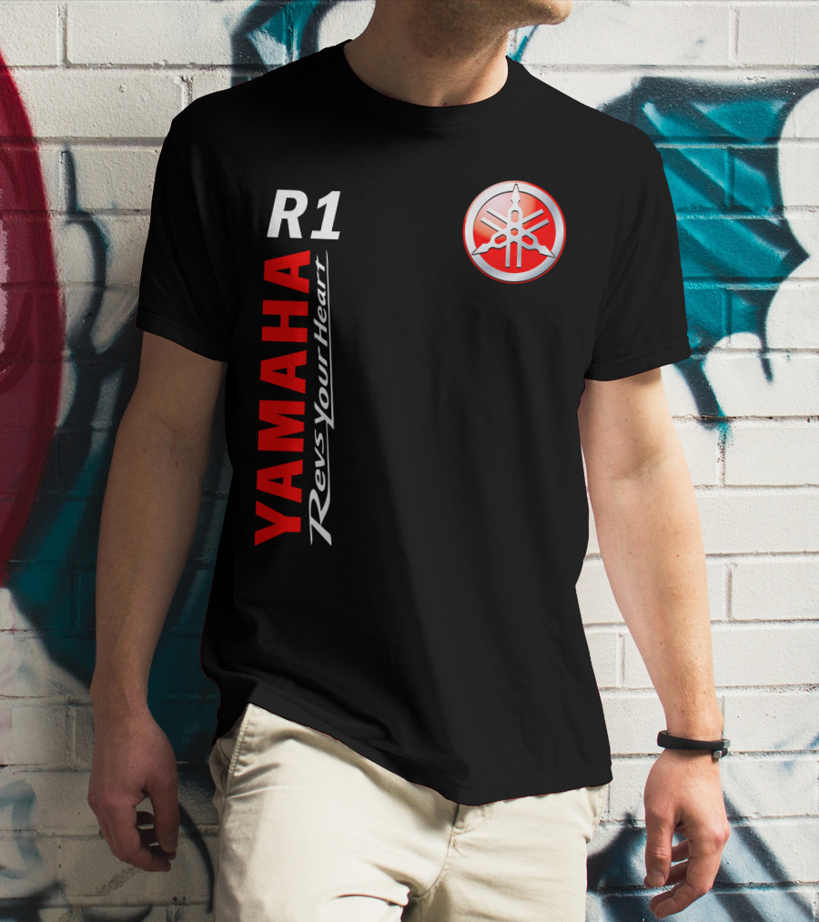 Yamaha R1 Revs Your Heart Vertical T-Shirt