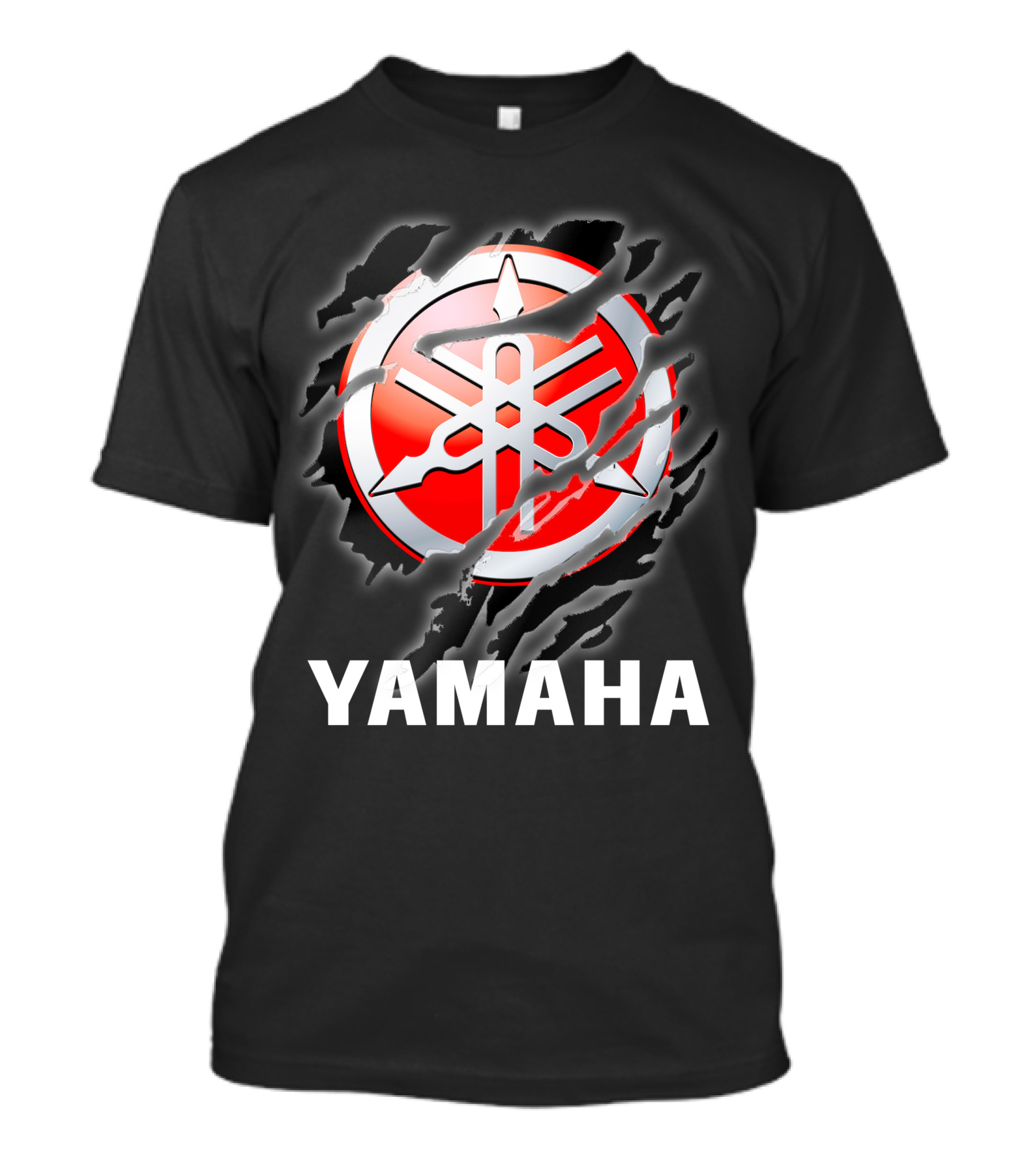 Yamaha Red And White Logo With Claw Marks T-Shirt