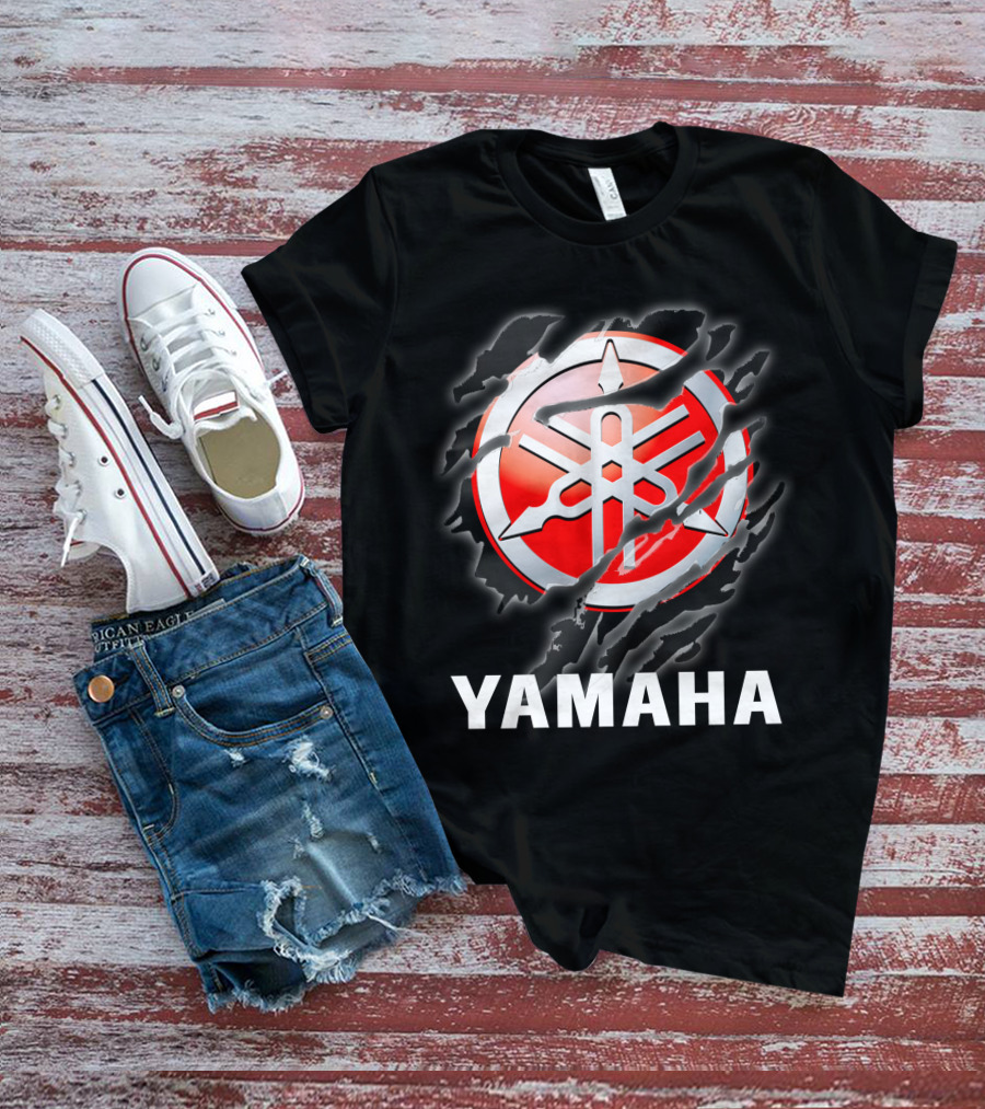 Yamaha Red And White Logo With Claw Marks T-Shirt