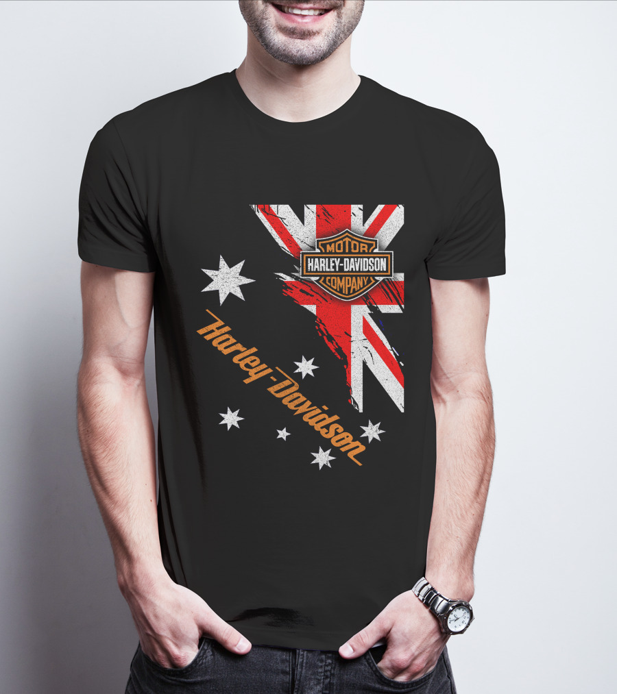 Harley Davidson Motor Company Australia Union Jack Stars T-Shirt