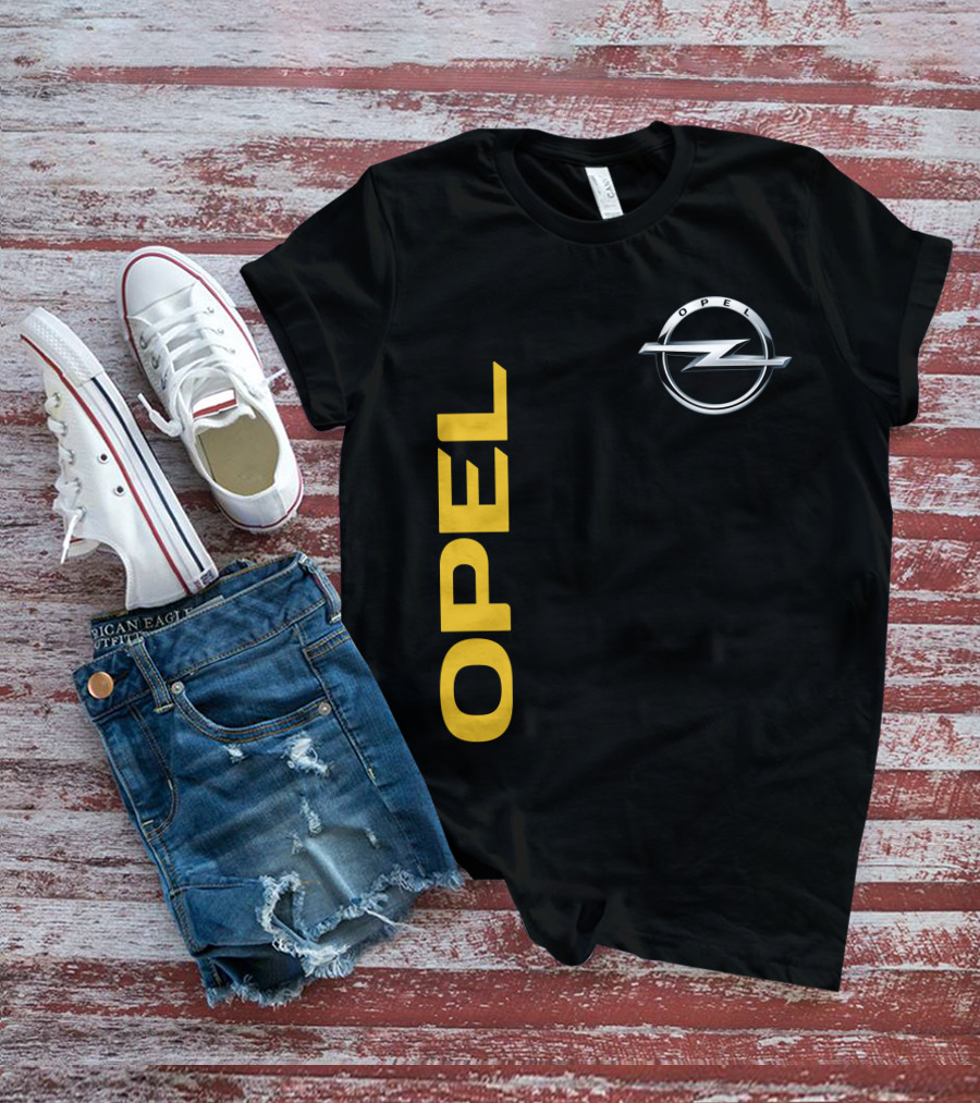 Opel Logo Vertical Text With Silver T-Shirt