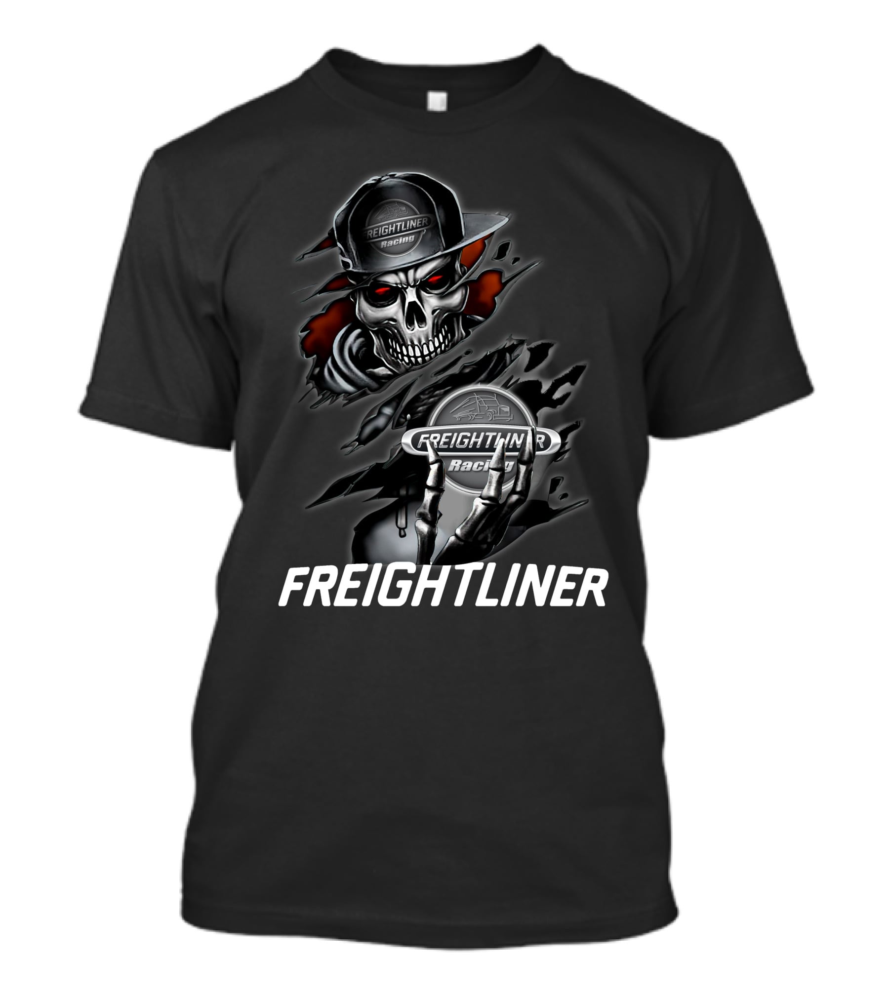 Freightliner Racing Skull Hands Rattling T-Shirt