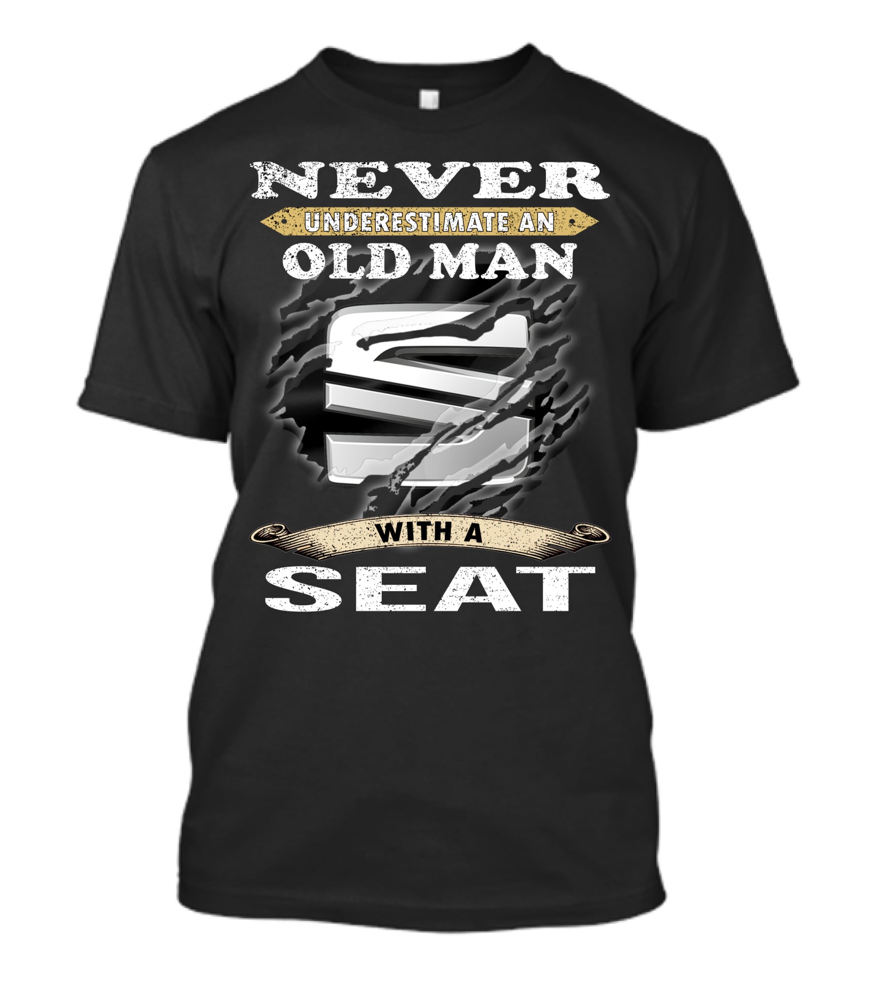 Never Underestimate An Old Man With A Seat T-Shirt
