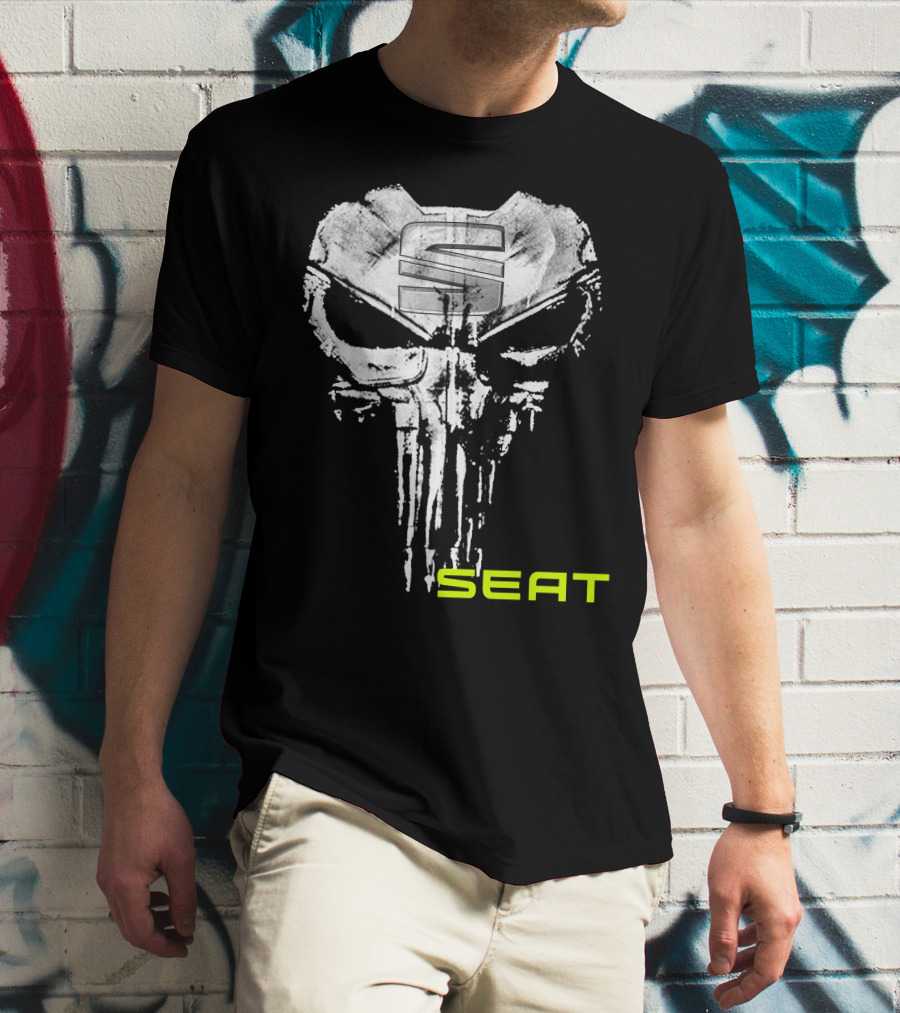 Seat Skull Logo Punisher Style T-Shirt
