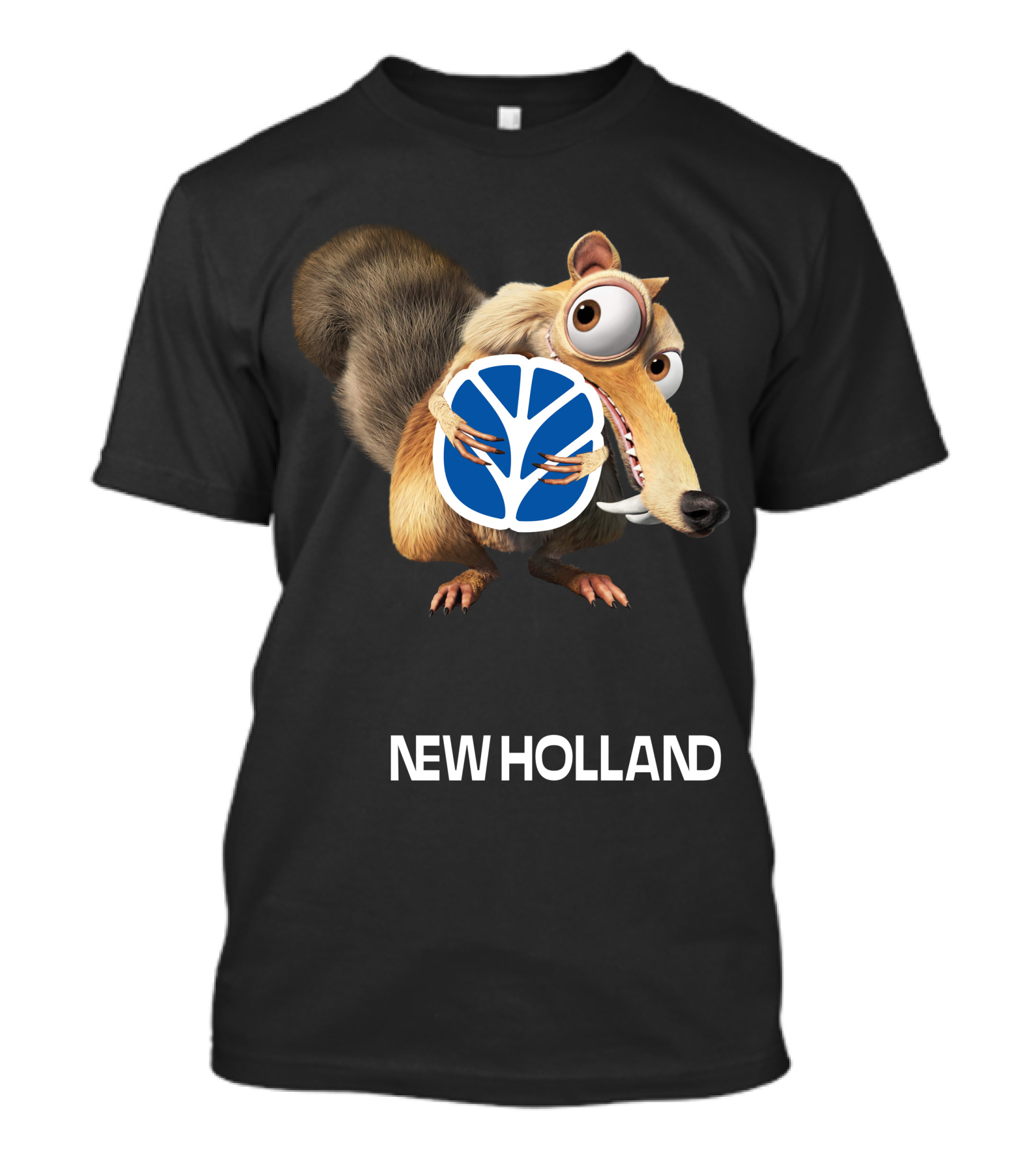 New Holland 09 Featuring Character Holding Blue Logo T-Shirt