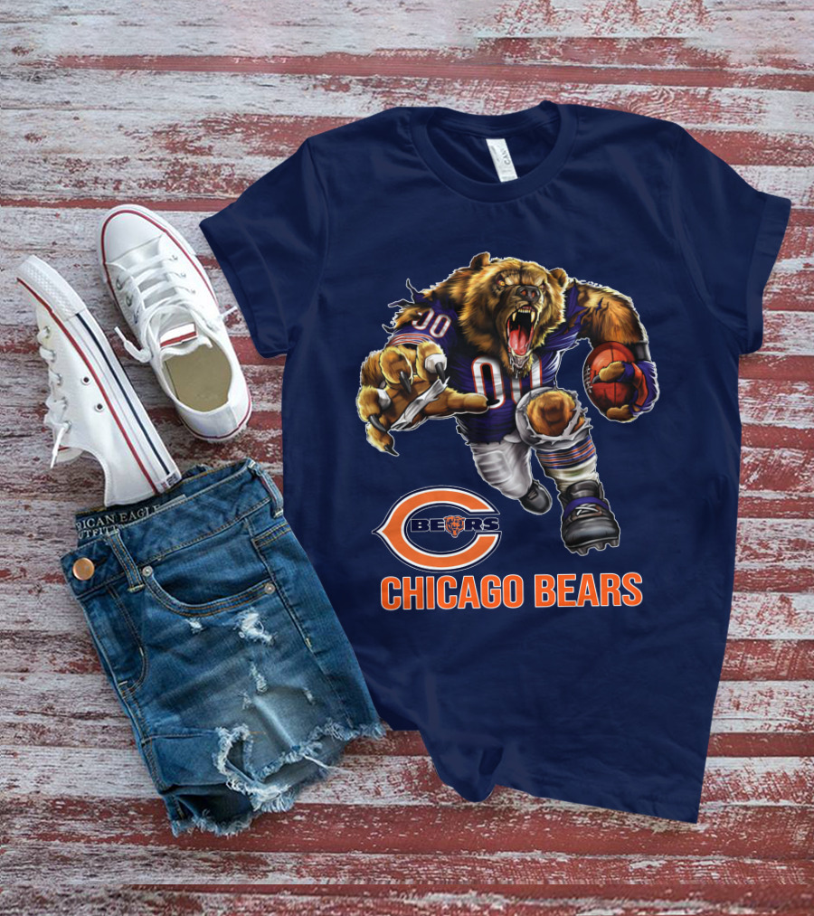 Chicago Bears 00 Roaring Football Beast T-Shirt