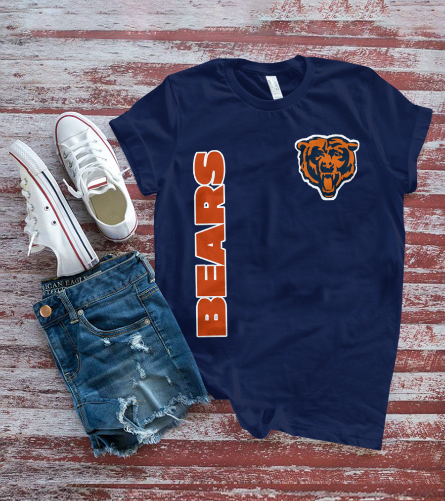 Bears Logo Navy Orange Classic Style T-Shirt
