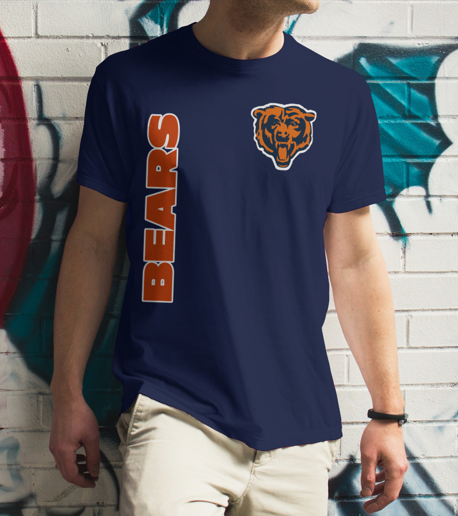 Bears Logo Navy Orange Classic Style T-Shirt