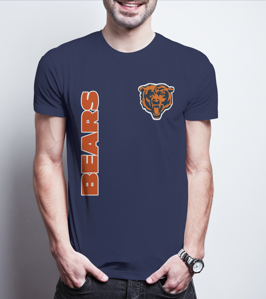 Bears Logo Navy Orange Classic Style T-Shirt