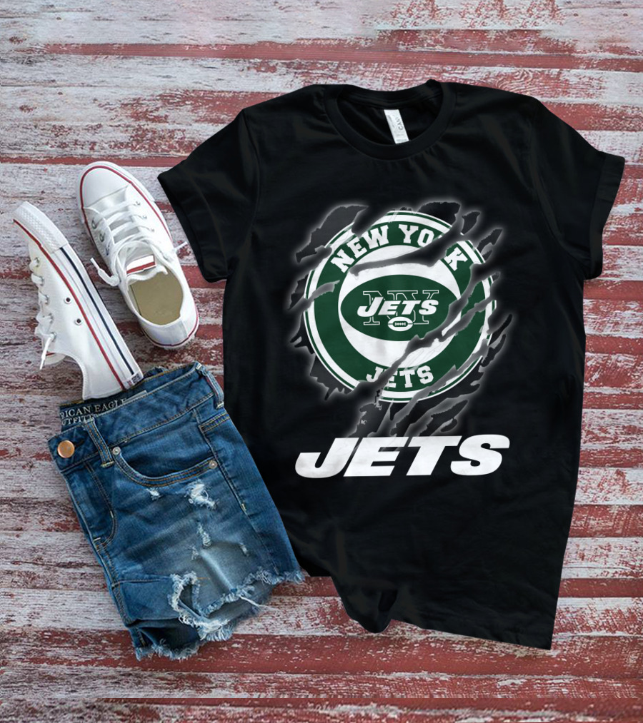 New York Jets Football Logo Claw Marks T-Shirt