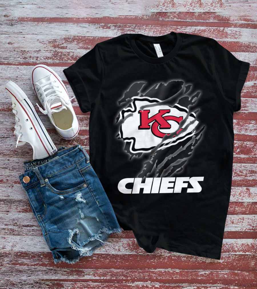 Chiefs Kc Red Emblem With Claw Marks T-Shirt