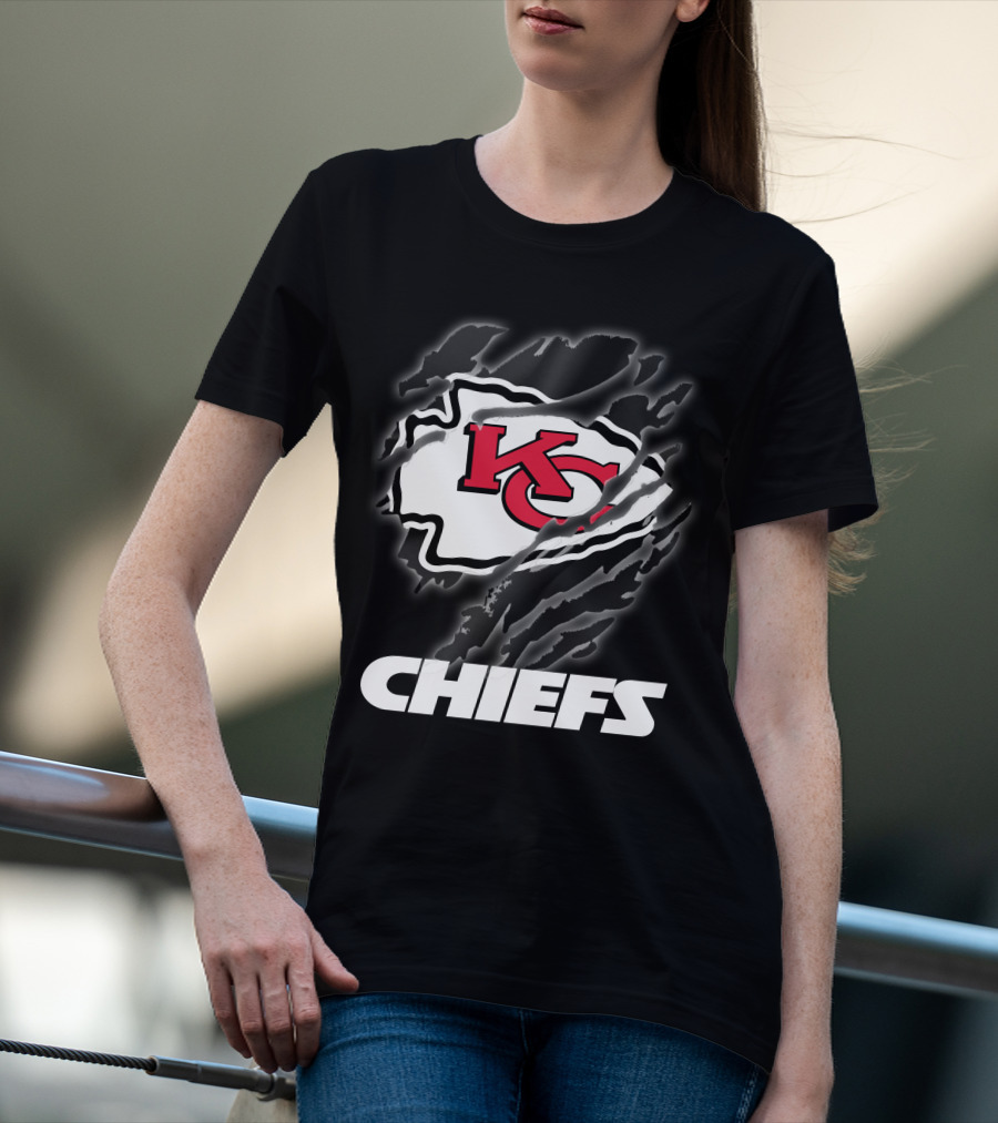 Chiefs Kc Red Emblem With Claw Marks T-Shirt