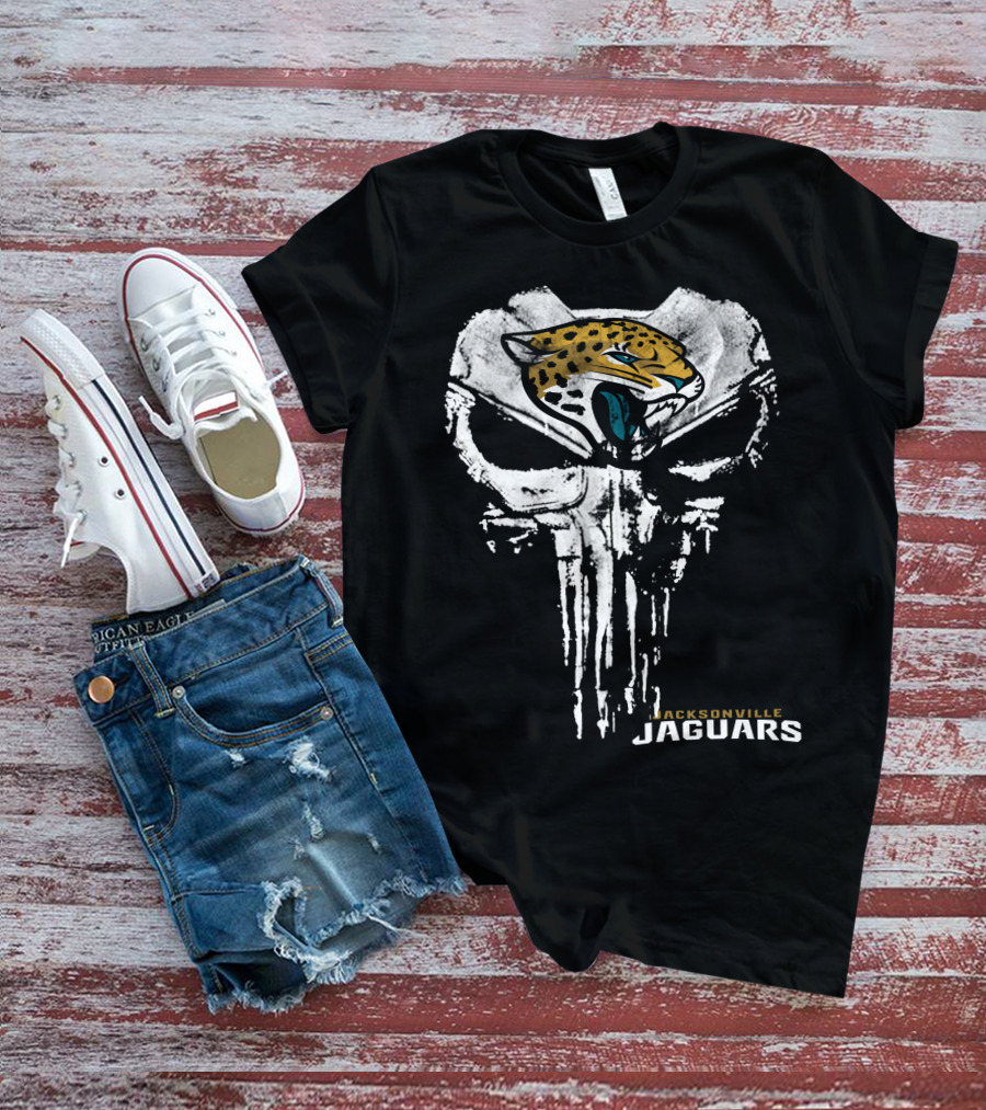 Jacksonville Jaguars Logo With Punisher Skull T-Shirt