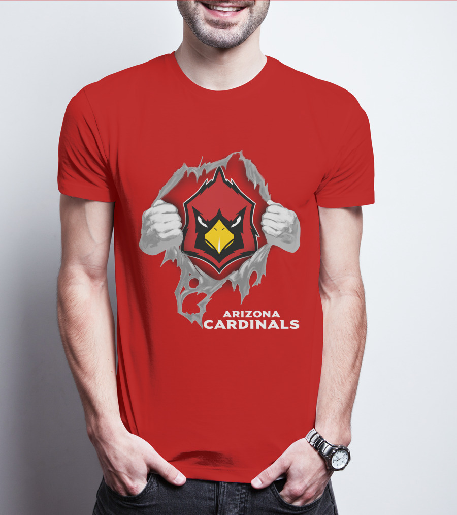 Arizona Cardinals Fierce Mascot Display With 06 Football Spirit T-Shirt