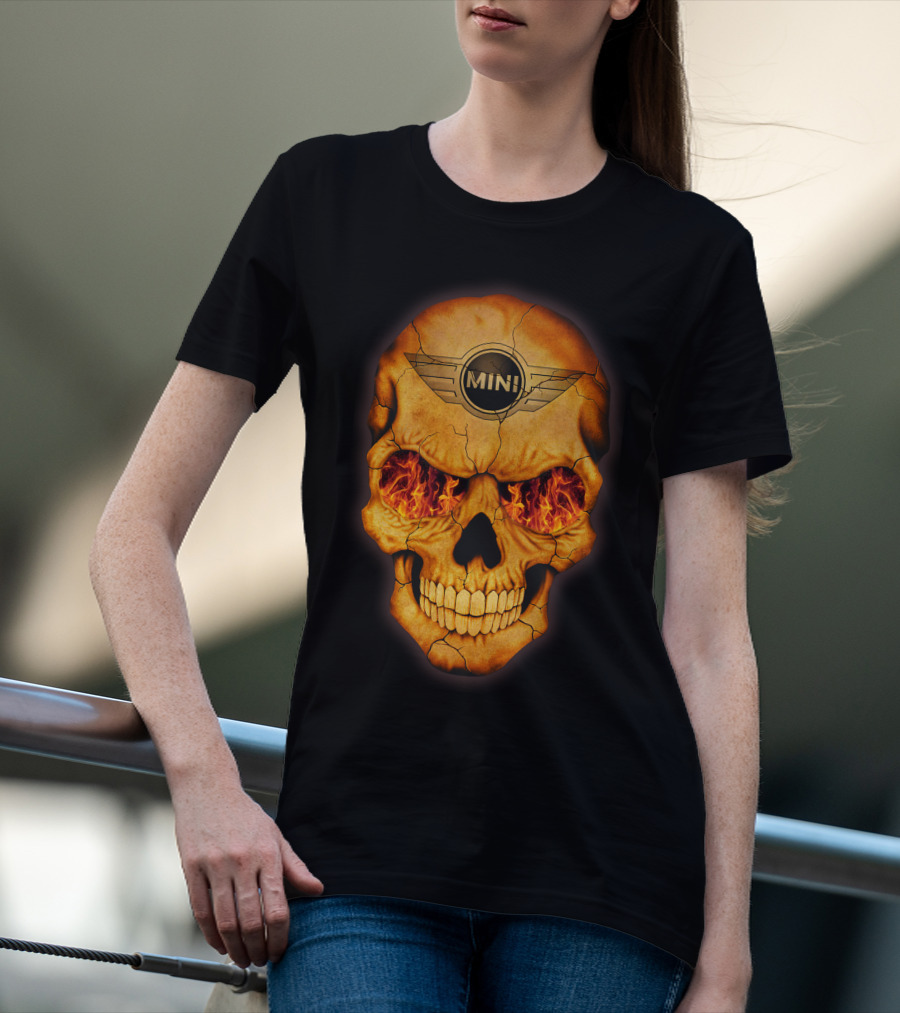 Flaming Skull Mini Logo Eyed T-Shirt