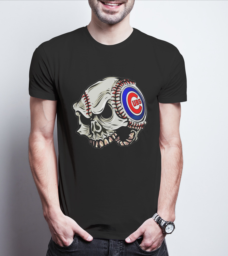 Cubs Baseball Skull T-Shirt
