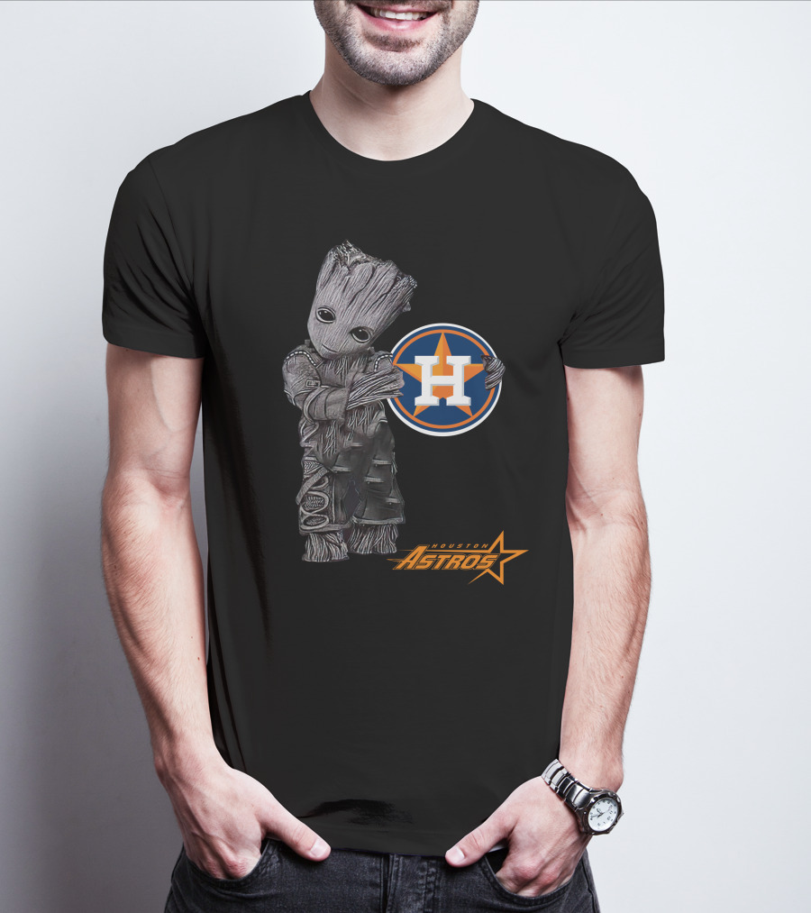 Houston Astros Groot Guardians Of The Galaxy Crossover T-Shirt
