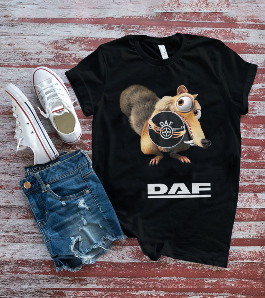 Daf Logo With Ice Age Scrat Character T-Shirt