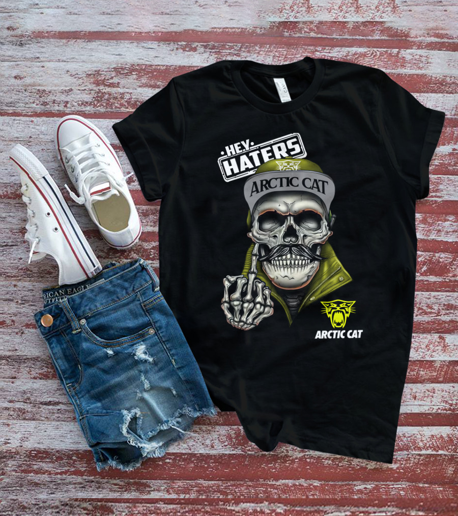 Hey Haters Arctic Cat Skull With Yellow T-Shirt