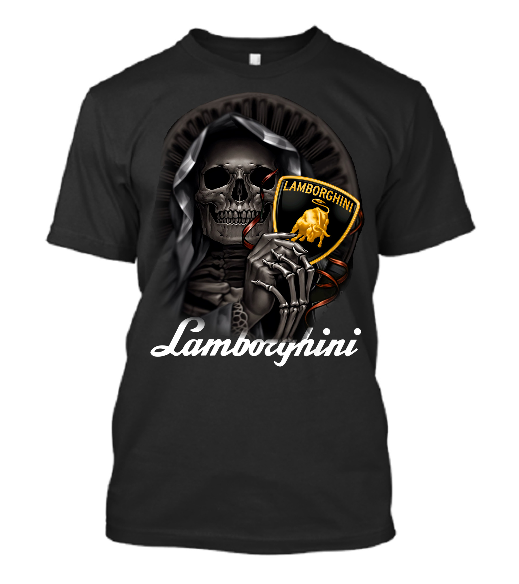 Lamborghini Skeleton Holding Shield T-Shirt