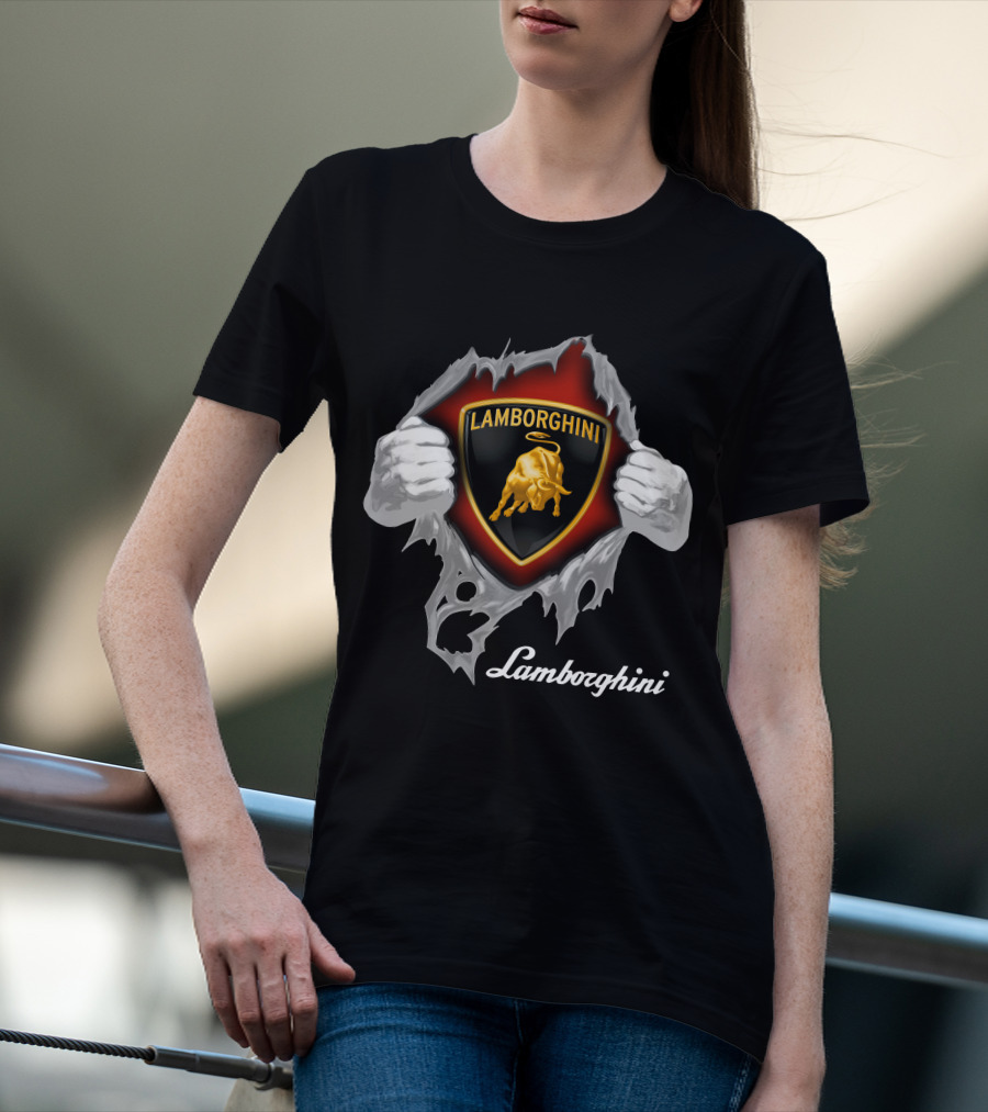 Lamborghini Bull Logo With Torn Effect And Hands T-Shirt