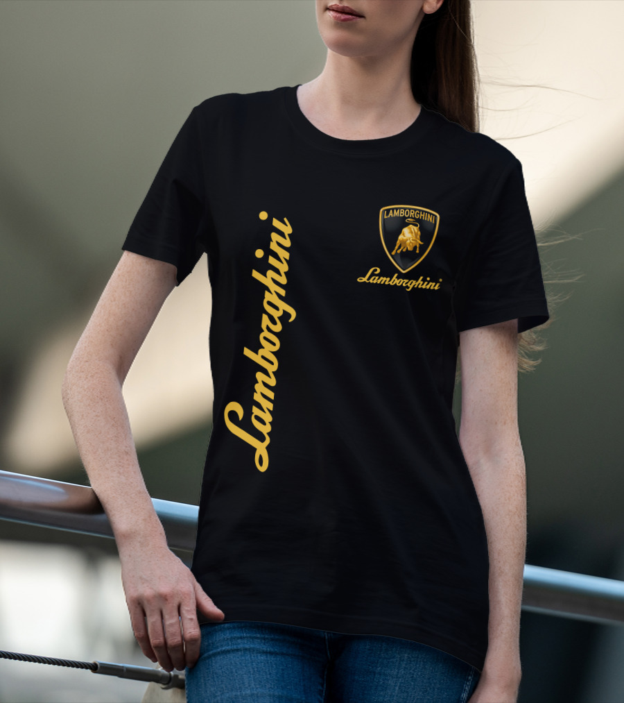 Lamborghini Bull Logo Black And Gold T-Shirt